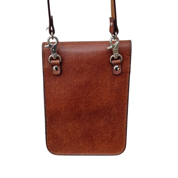 Montana West Leather Mini Crossbody Tobacco Brown Western Phone Bag - Picture 7 of 9